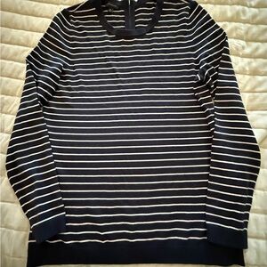 Talbots Navy and White Striped Sweater